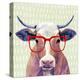Bespectacled Bovine I-Victoria Borges-Stretched Canvas
