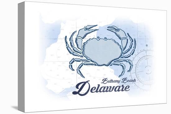 Bethany Beach, Delaware - Crab - Blue - Coastal Icon-Lantern Press-Stretched Canvas