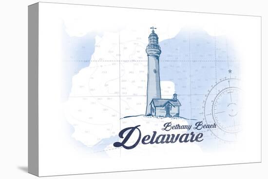 Bethany Beach, Delaware - Lighthouse - Blue - Coastal Icon-Lantern Press-Stretched Canvas