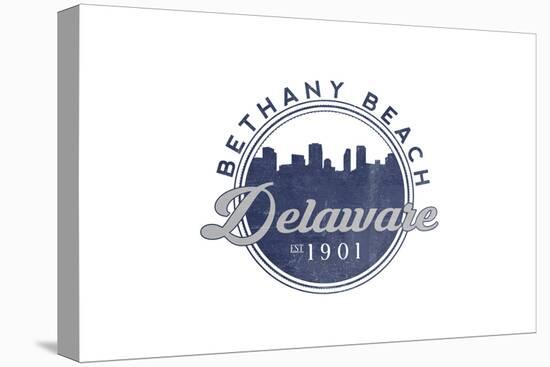 Bethany Beach, Delaware - Skyline Seal (Blue)-Lantern Press-Stretched Canvas