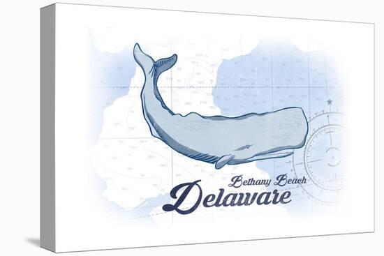 Bethany Beach, Delaware - Whale - Blue - Coastal Icon-Lantern Press-Stretched Canvas