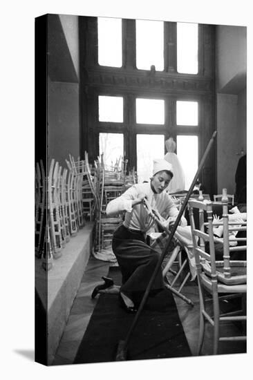 Bettina Graziani Setting Up Seats for Givenchy Runway Show (Will Model In), Paris, France, 1952-Nat Farbman-Premier Image Canvas