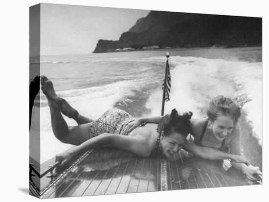 Betty Brooks and Patti McCarty Motor Boating at Catalina Island-Peter Stackpole-Premier Image Canvas