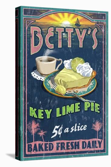 Bettys Key Lime Pie - Vintage Sign-Lantern Press-Stretched Canvas