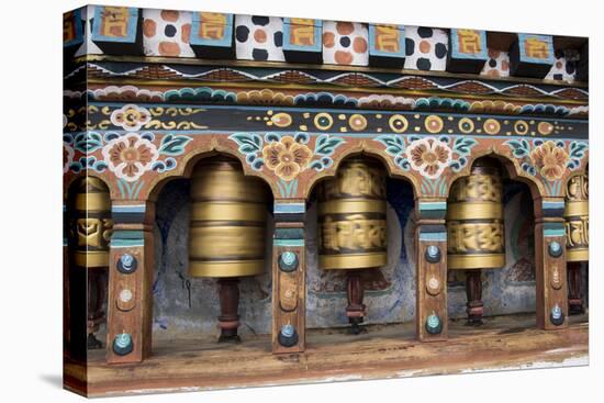 Bhutan, Paro, capital of Paro District, Dzongkhag. Traditional prayer wheels.-Cindy Miller Hopkins-Premier Image Canvas