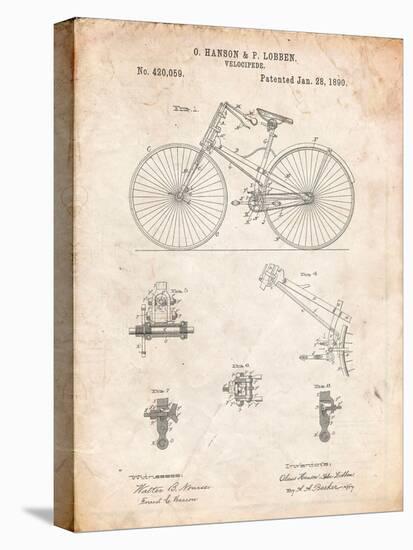 Bicycle 1890 Patent-Cole Borders-Stretched Canvas