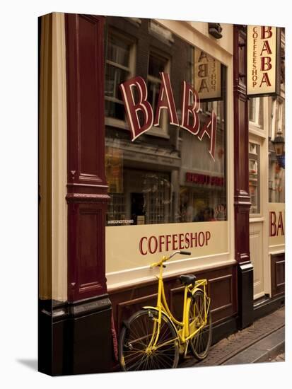 Bicycle Outside Coffee Shop, Amsterdam, Holland, Europe-Frank Fell-Premier Image Canvas