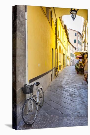 Bicycle parked at Via Degli Angeli, Lucca, Tuscany, Italy, Europe-John Guidi-Premier Image Canvas