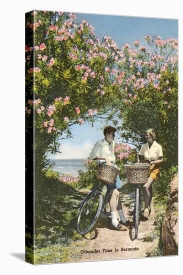 Bicyclists with Oleanders, Bermuda-null-Stretched Canvas