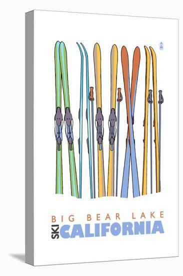 Big Bear Lake - California - Skis in Snow-Lantern Press-Stretched Canvas