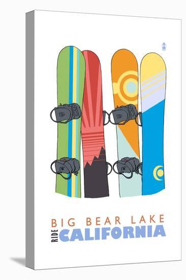 Big Bear Lake - California - Snowboards in Snow-Lantern Press-Stretched Canvas