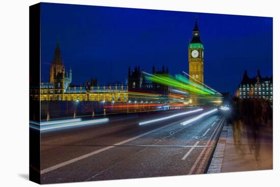 Big Ben and pedestrians in the night, London, England-null-Premier Image Canvas