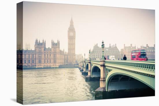 Big Ben and Westminster Bridge at Foogy Morning in London-sborisov-Premier Image Canvas