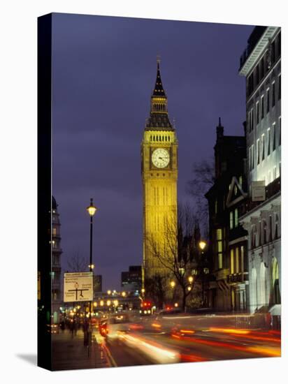 Big Ben at night with traffic, London, England-Alan Klehr-Premier Image Canvas