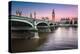 Big Ben, Queen Elizabeth Tower and Wesminster Bridge Illuminated at Dawn, London, United Kingdom-anshar-Premier Image Canvas