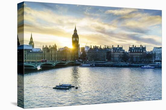 Big Ben (the Elizabeth Tower) and Westminster Bridge at sunset, London, England, United Kingdom, Eu-Fraser Hall-Premier Image Canvas