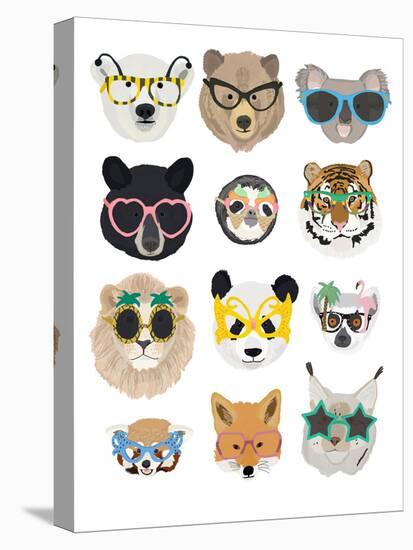 Big Cats In Fancy Glasses-Hanna Melin-Stretched Canvas