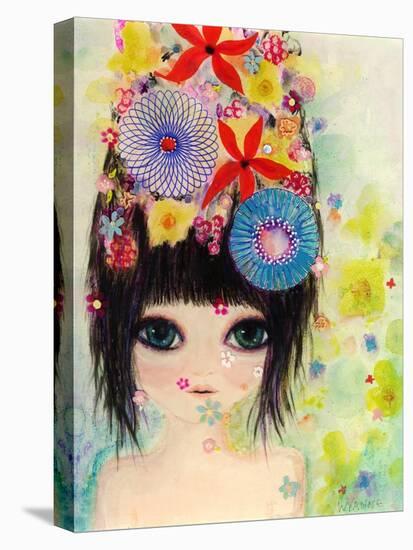 Big Eyed Girl Raining Flowers-Wyanne-Premier Image Canvas