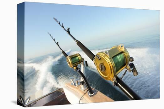 Big Game Fishing Reels & Rods' Stretched Canvas Print