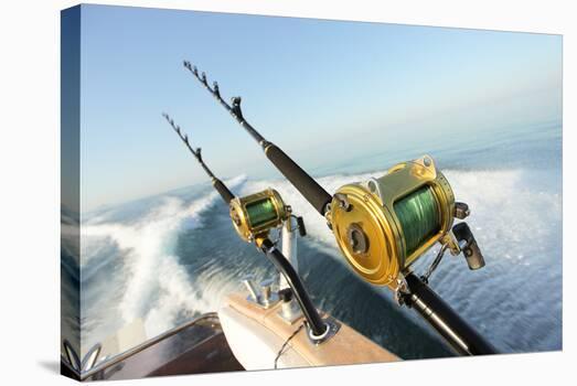 Big Game Fishing Reels & Rods' Stretched Canvas Print