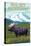 Big Sky, Montana - Moose and Mountain-Lantern Press-Stretched Canvas