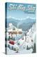 Big Sky, Montana - Retro Ski Resort-Lantern Press-Stretched Canvas
