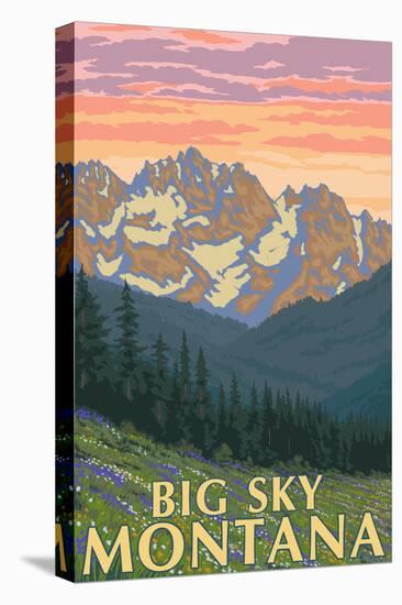 Big Sky, Montana - Spring Flowers-Lantern Press-Stretched Canvas