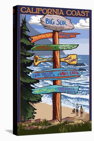 Big Sur, California - Destination Sign-Lantern Press-Stretched Canvas