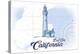 Big Sur, California - Lighthouse - Blue - Coastal Icon-Lantern Press-Stretched Canvas