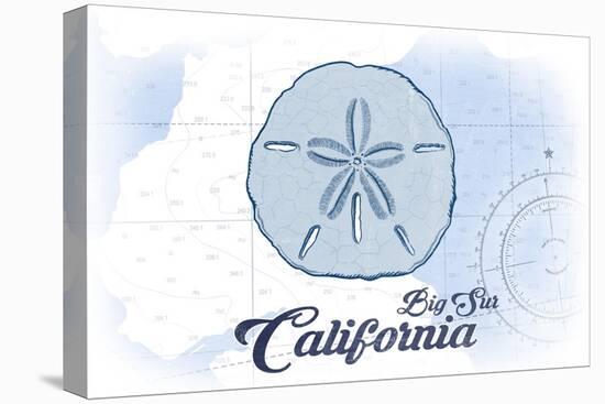 Big Sur, California - Sand Dollar - Blue - Coastal Icon-Lantern Press-Stretched Canvas
