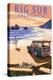 Big Sur, California - Woody on Beach-Lantern Press-Stretched Canvas
