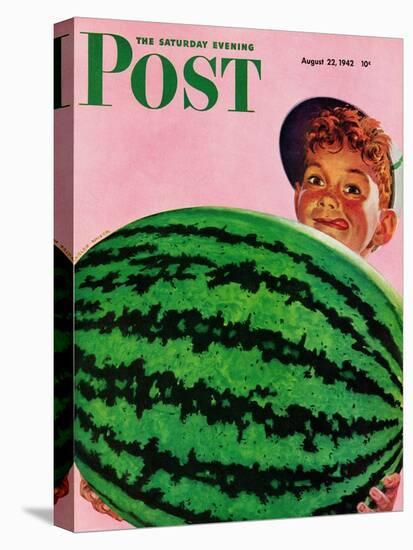 "Big Watermelon," Saturday Evening Post Cover, August 22, 1942-Charles Kaiser-Premier Image Canvas