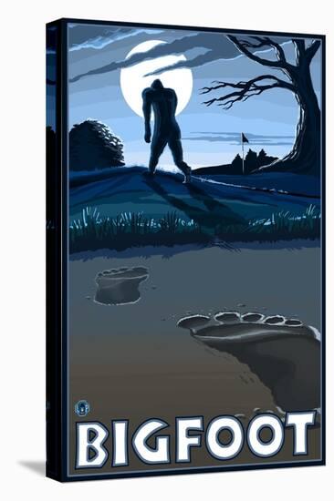 Bigfoot at Night-Lantern Press-Stretched Canvas