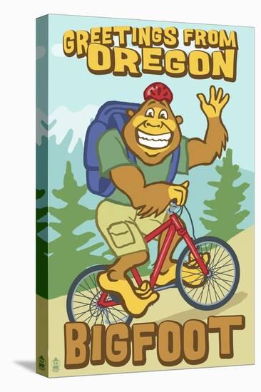 Bigfoot Bicyle in Oregon-Lantern Press-Stretched Canvas