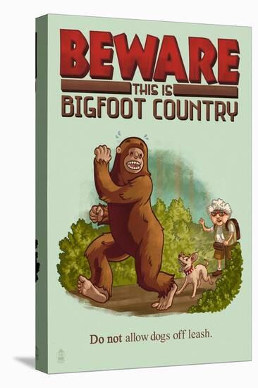 Bigfoot Country - No Dogs Off Leash-Lantern Press-Stretched Canvas