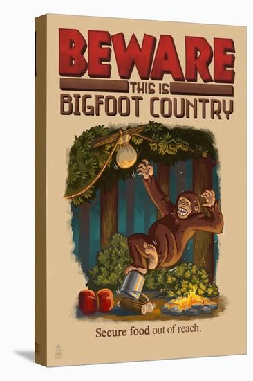 Bigfoot Country - Secure Food Out of Reach-Lantern Press-Stretched Canvas