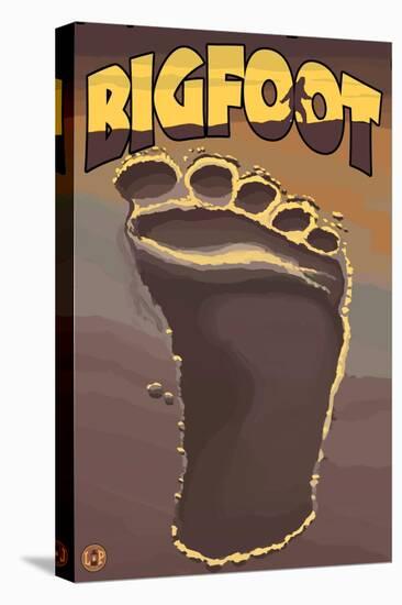 Bigfoot Footprint-Lantern Press-Stretched Canvas