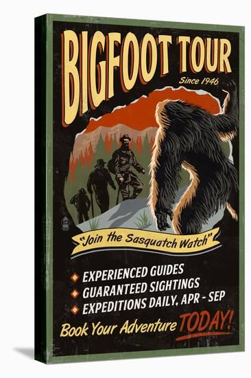 Bigfoot Tours - Vintage Sign (#2)-Lantern Press-Stretched Canvas