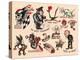 Biker Authentic Tattoo Flash by Norman Collins, aka, Sailor Jerry-null-Stretched Canvas