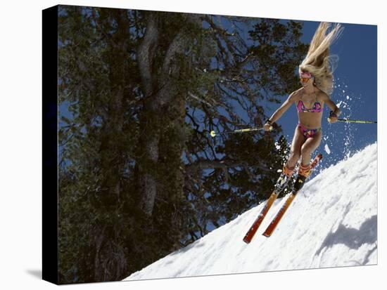 Bikini Clad Snow Skier-null-Premier Image Canvas