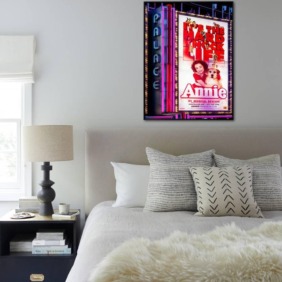 Billboard Of Annie The Musical At The Palace Theatre On Broadway And Times Square At Night Framed Canvas Print By Philippe Hugonnard Art Com