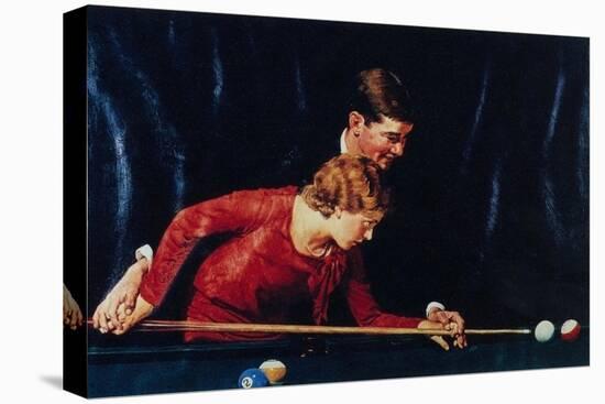 Billiards Is Easy to Learn (or Couple Playing Billiards)-Norman Rockwell-Premier Image Canvas