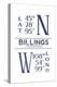 Billings, Montana - Latitude and Longitude (Blue)-Lantern Press-Stretched Canvas