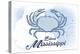 Biloxi, Mississippi - Crab - Blue - Coastal Icon-Lantern Press-Stretched Canvas