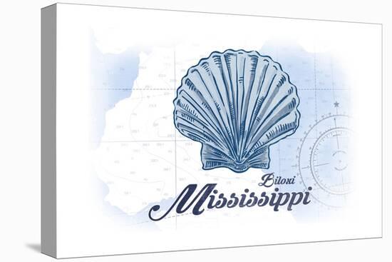 Biloxi, Mississippi - Scallop Shell - Blue - Coastal Icon-Lantern Press-Stretched Canvas