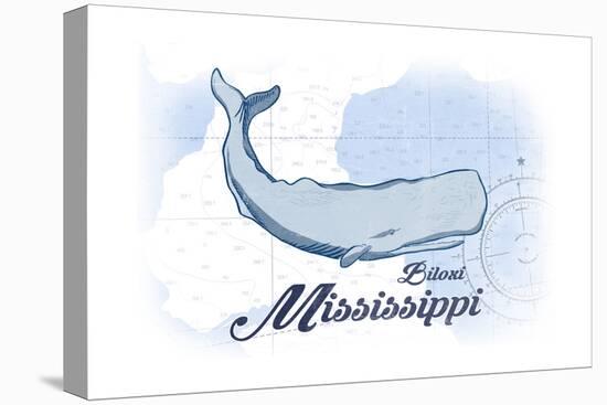 Biloxi, Mississippi - Whale - Blue - Coastal Icon-Lantern Press-Stretched Canvas