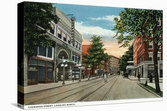 Binghamton, New York, Northern View down Chenango Street-Lantern Press-Stretched Canvas