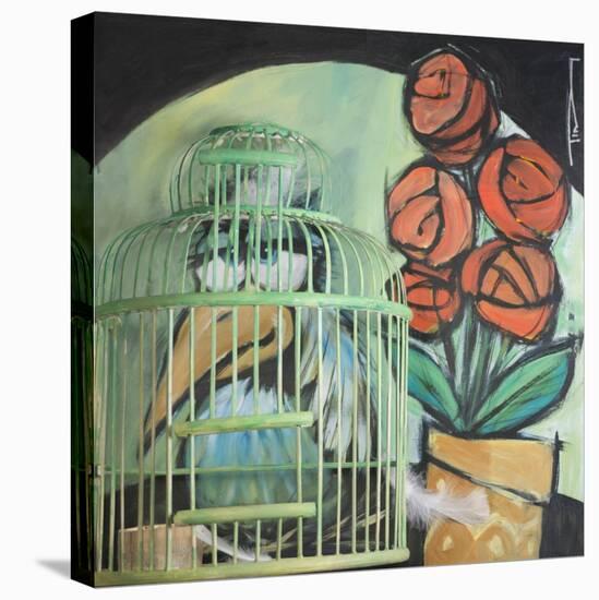 Bird in Cage with Potted Plant-Tim Nyberg-Premier Image Canvas