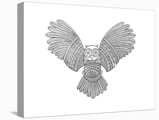 Bird Owl 3-Neeti Goswami-Stretched Canvas