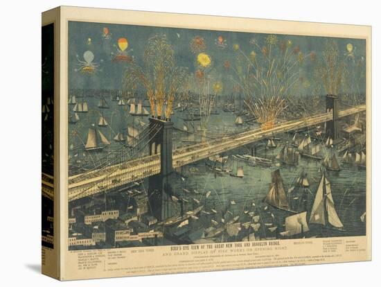 Bird's-Eye View of the Great New York and Brooklyn Bridge and Grand Display of Fireworks, 1883-American School-Premier Image Canvas